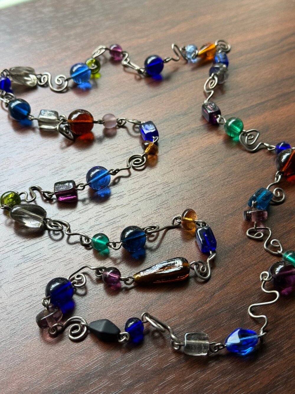 Wacky Artsy Wire and Glass Vintage Necklace 1990s